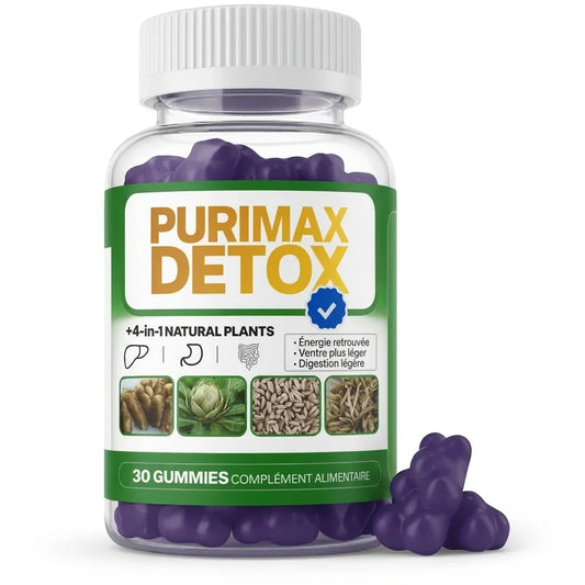 Pot de Purimax Detox, 30 gummies aux 4 plantes