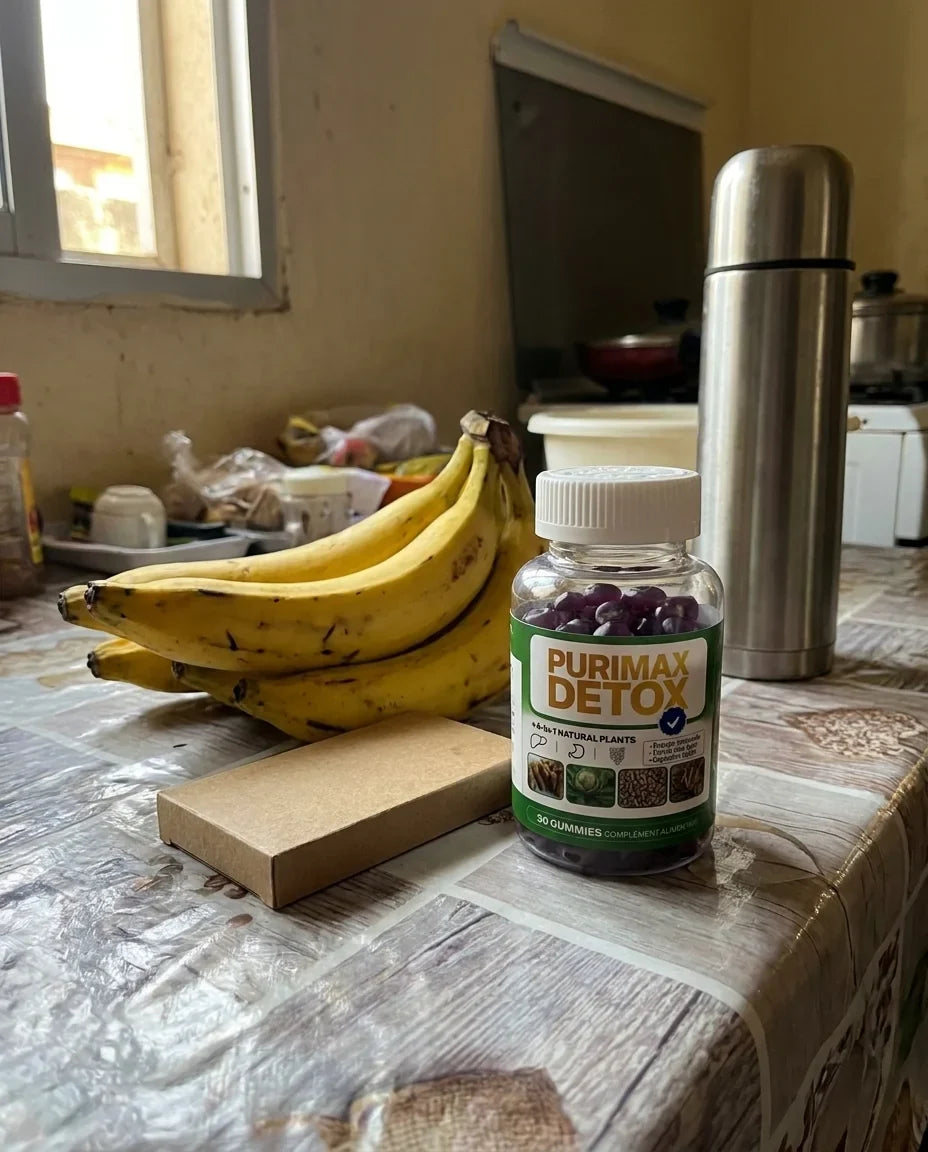 Purimax Detox sur un comptoir de cuisine